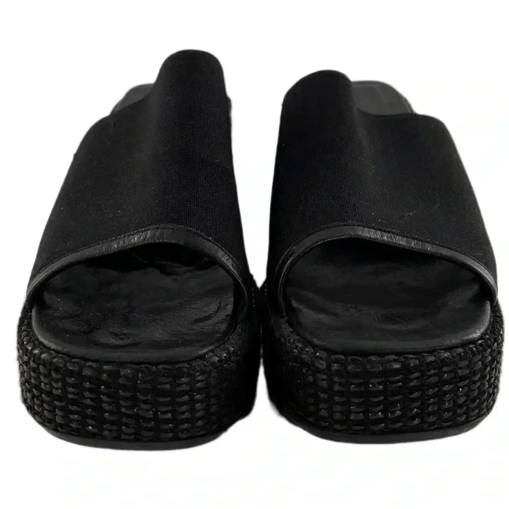 Donald J Pliner womens sandals size 7 black leather chunky platform wedges 90s